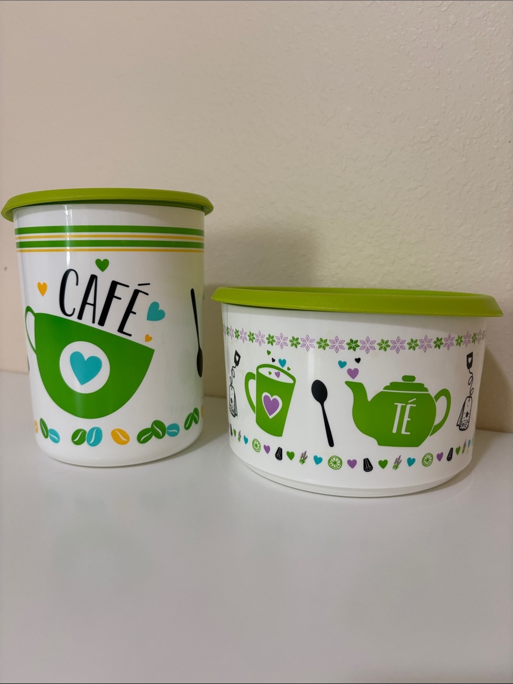 TupperwareGreen Café & Tea Storage Canisters Set - One touch Containers